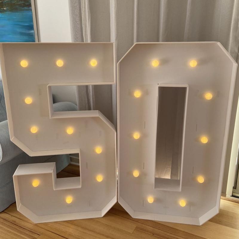 Marquee Numbers 4 Feet Tall Large Birthday Decorations 4FT Light Up Numbers Party Decor Big Backdrop Foam Cardboard Number 0-9  Cardboard Pre-Cut Foam Board Sign Diy Decorations Anniversary Decoration Party Supplies