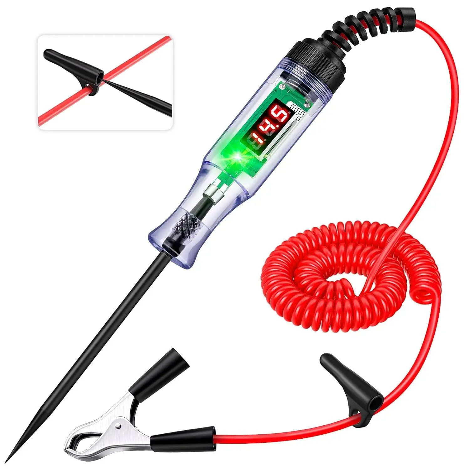 Heavy Duty Automotive Circuit Tester 5-90V Test Light, Digital LED Voltage Tester with Voltmeter, Dual Polarity Indicator & Stainless Probe Car, Truck, RV, Boat Electrical Fuse Testing