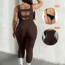 Plus Size U-Neck Hollow Out Back Sporty Jumpsuit for Women, High Stretch Breathable Fitness Wear, Ideal for Yoga, Gym, Daily Use