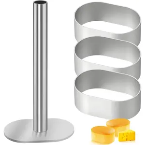 3Pcs Polvoron-Molder-Filipino Cookie Press Shortbread Polvoron Mold 2.5in Stainless Steel Kitchen Gagets Dessert with a Handle Baking Tool for Shortbread Cookies