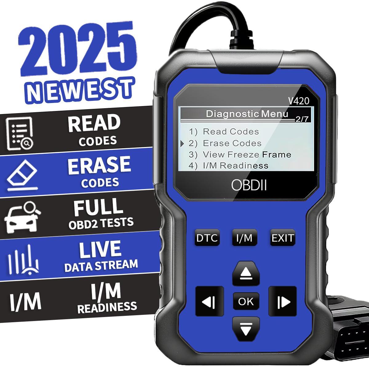 OBD2 Diagnostic Scanner, Automotive Scan Tool, 1 Count Accurate Code Reader, Efficient Check Engine Light Diagnostic Aid & Reliable Battery Voltage Tester for OBD2-Compliant Cars and Trucks