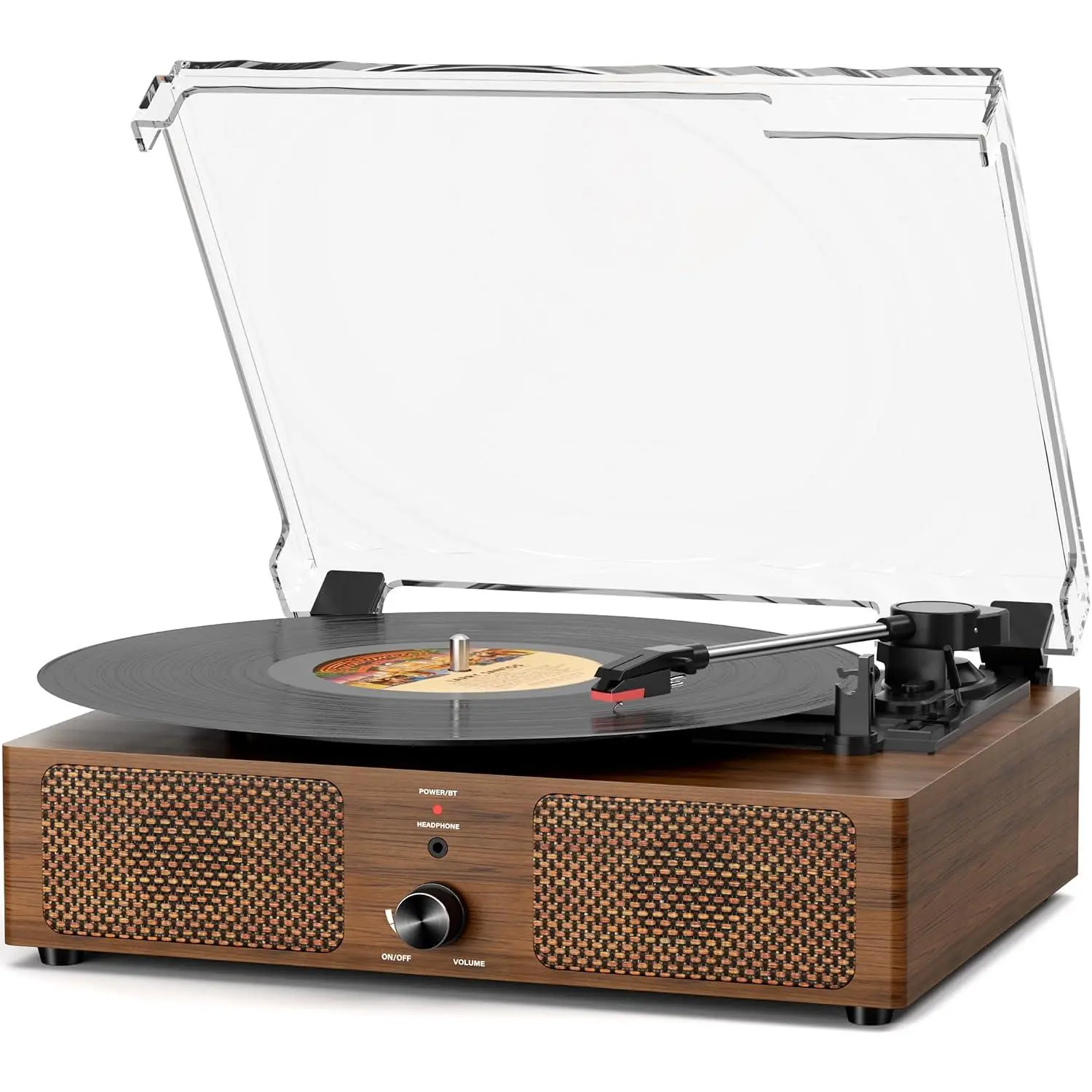 Vinyl Record Player Turntable with -in  Receiver & 2 Stereo Speakers, 3 Speed 3 Size Portable Retro Record Player for Entertainment and  Decoration