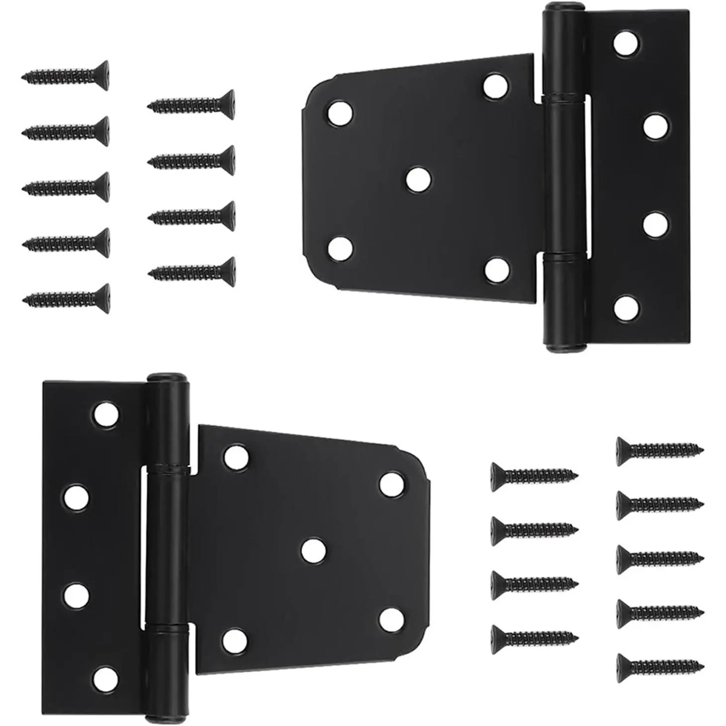 3-1/2" Heavy Duty Gate Hinges, 2 Pack T Hinge, Black | Thickened Tee Hinges for Fences, Shed Barn Door, Included Screws, 50LBS Capacity, No Noise, Steel