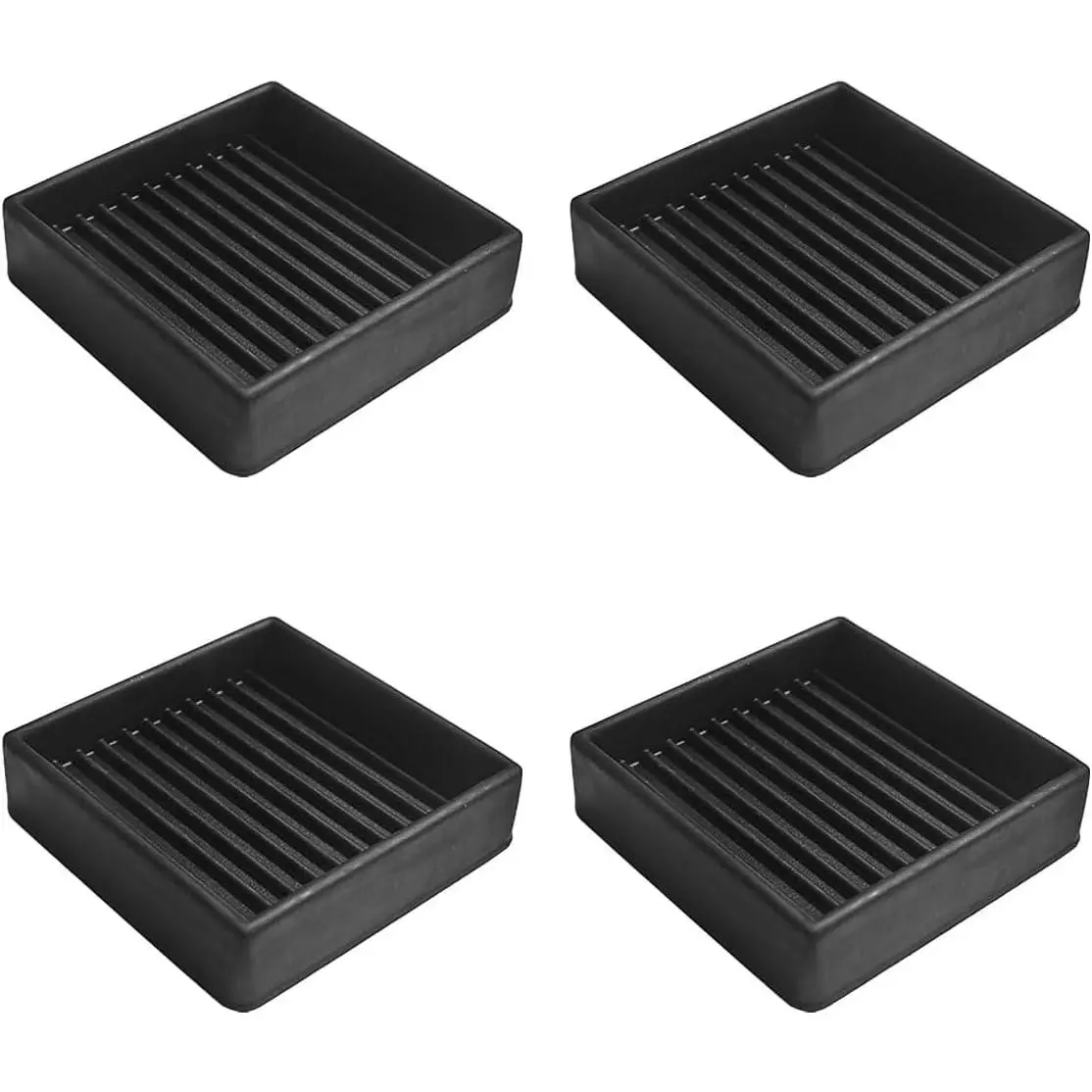 4 count 2x2 Square Rubber Furniture Caster Cups, Furnitures Pads Rubber Furniture Caster Cups, Non-Slip Rubbers Bed Frame Stopper, Bed Stopper Floor Protectors for Protect Any Flooring (Black)