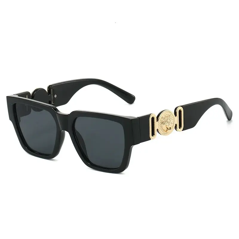 Unisex Streetwear Square-Shape Personalized Lion Head Large Frame Polycarbonate Anti-UV Lens Sports Sunglasses