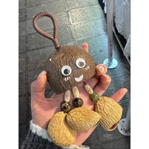 Coconut shell wind chime, natural musical instrument, sound therapy pendant, small gift