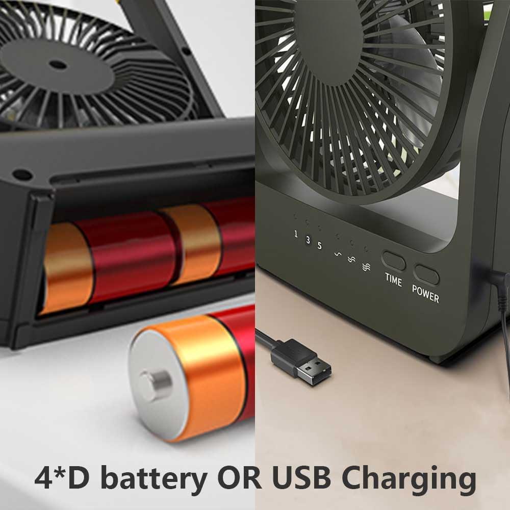 Portable Desk Fan, D  Operated Fan for Hurricane,  Fan by USB  214H Long Lasting with Timer 6'' Portable for Outdoor Camping Quiet 3 Speeds for Office Bedroom(Blue)