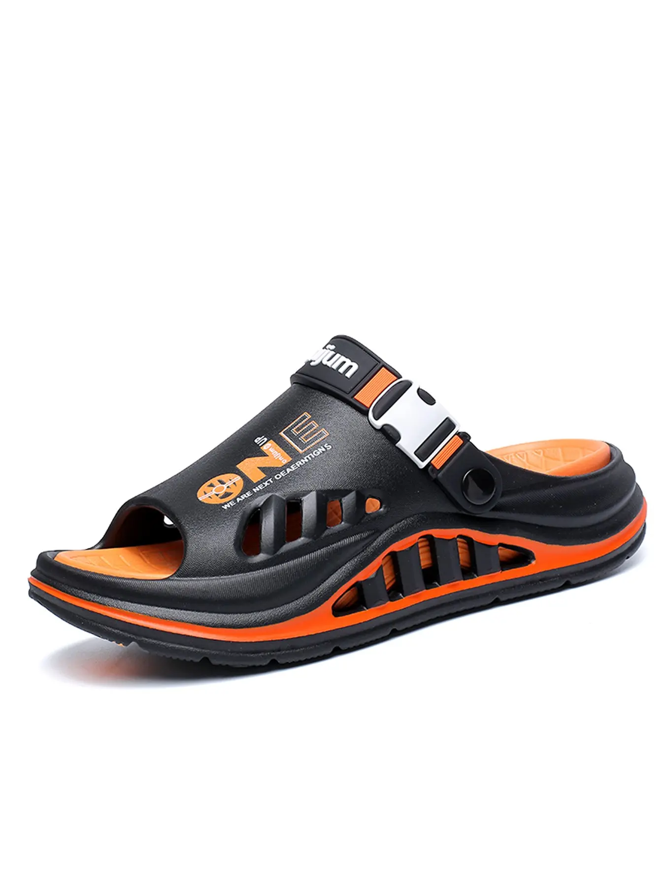 Men's Summer Sandals, Thick Sole Colorblock Design, Anti-Slip Waterproof Flip Flops, Suitable for Indoor and Outdoor Use, Letter Print, Slide Slippers, Thick Bottom Slippers