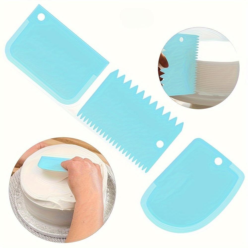 3-Piece Flexibake Plastic Cake Smoothing Tool Set, Multi-Functional Baking Tools for Cake Decorating and Dough Smoothing