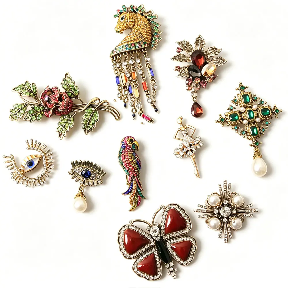 Vintage Baroque Animal Plant Enamel Pins Brooch Fashion Jewelry for Clothing Hats Bags Accessories for Holiday Party