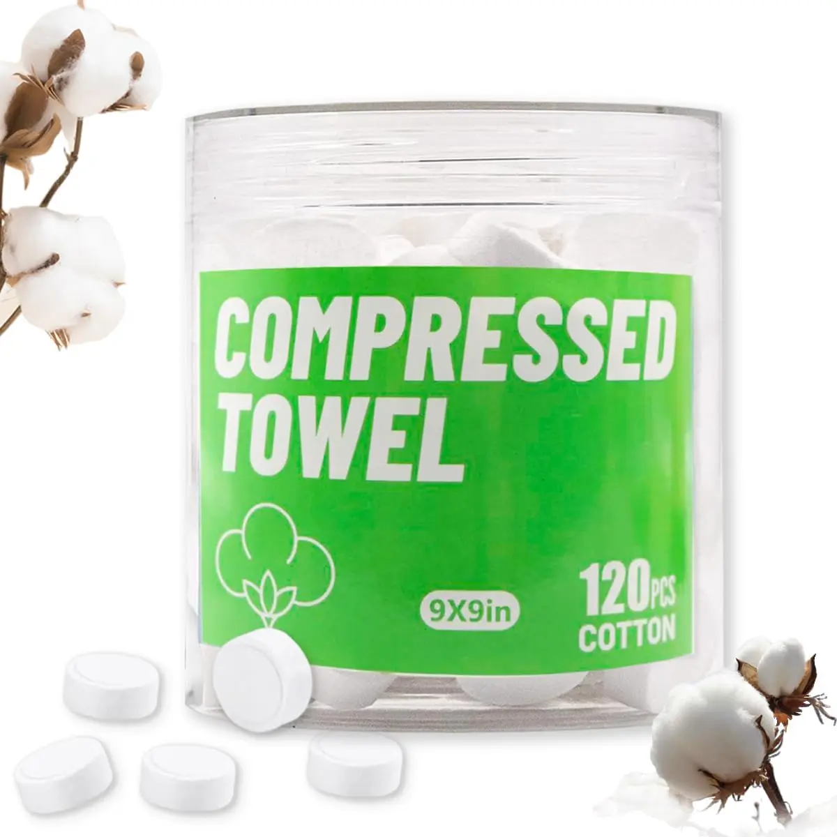 Compressed Towels Portable Disposable Compressed   Tissue Towel for Travel, Camping, Hiking, , Beauty Salon,  Hand Wipes 120 count (8.6in×9in)
