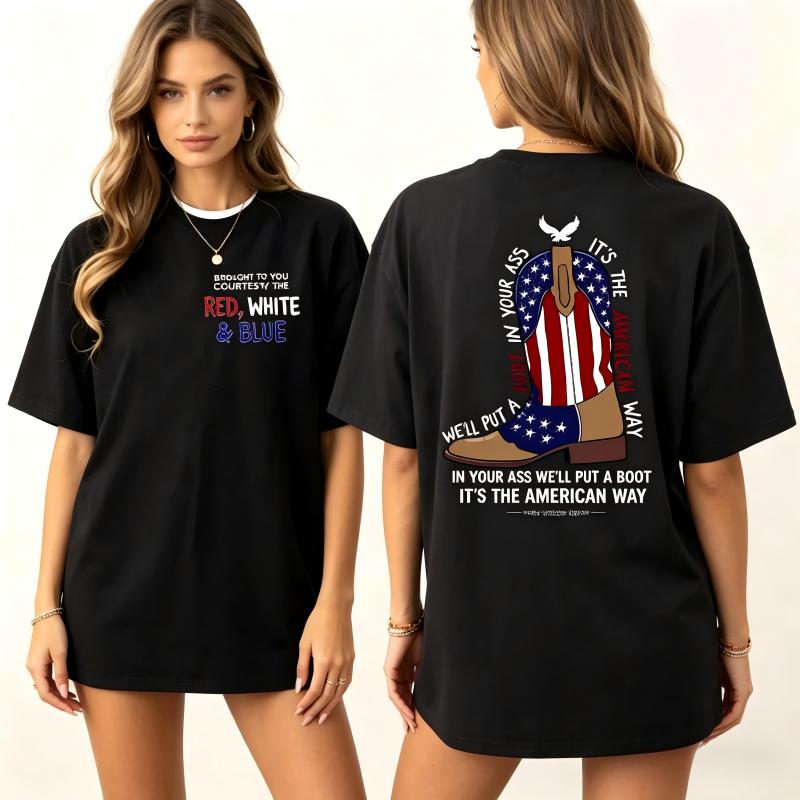 Courtesy of the Red Shirt, Toby American Ride T-Shirt White and Blue Sweatshirt Hoodie