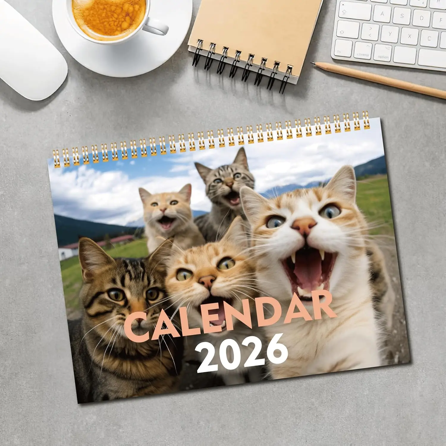 2026 Wall Calendar - Cute  Selfies Theme Calendar |  Calendar January - December for Organizing & Planning | Holidays Highlighted (7.3"x10", 10"x14.6" Opened)
