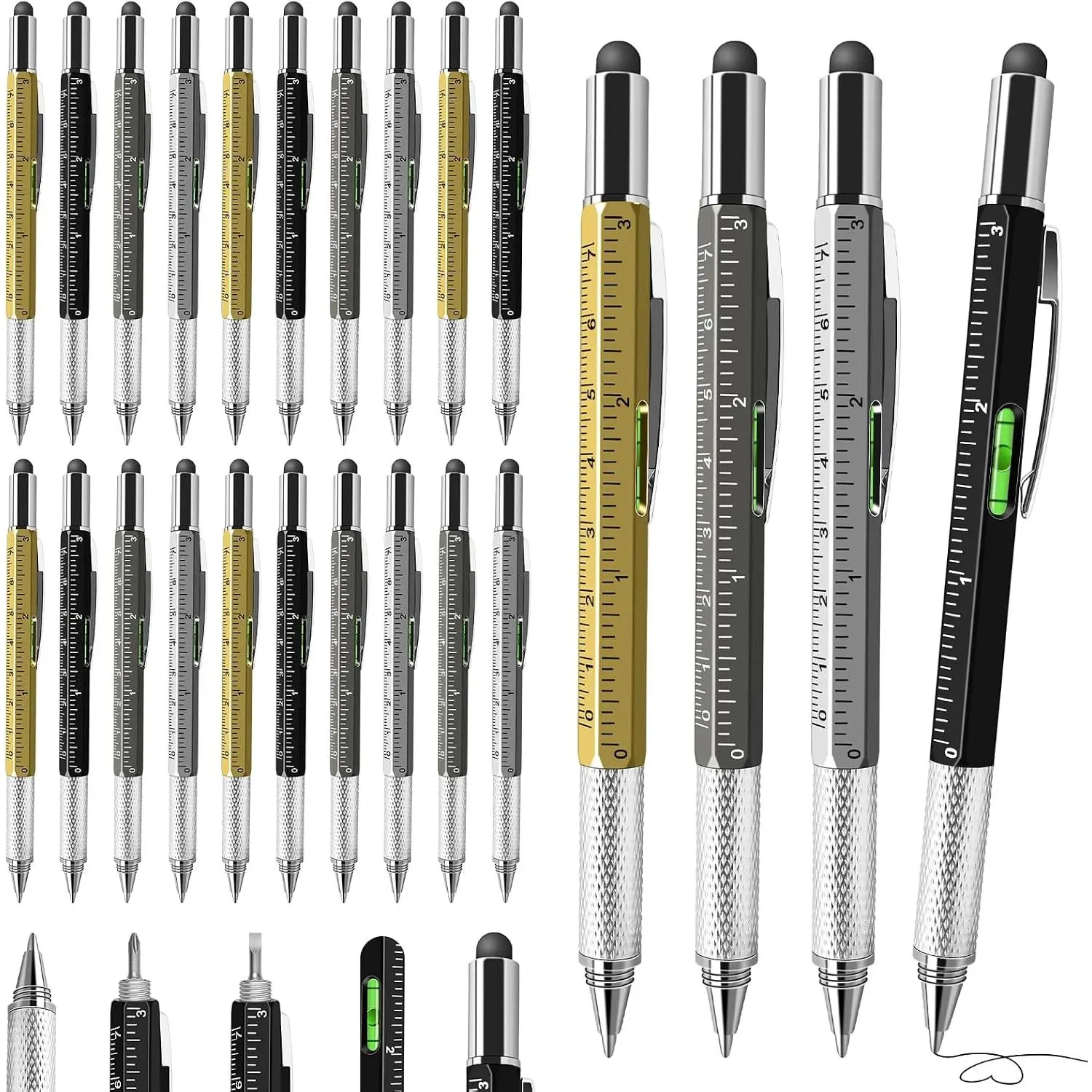 Multitool Pen 24 count, Stocking Stuffers Bulk Gifts for Men Adults | 6-in-1 Multi Tool Pen, Christmas Small Gifts for Men Adults Dad Husband, Party Favors Prizes for Adults, Cool Gadgets