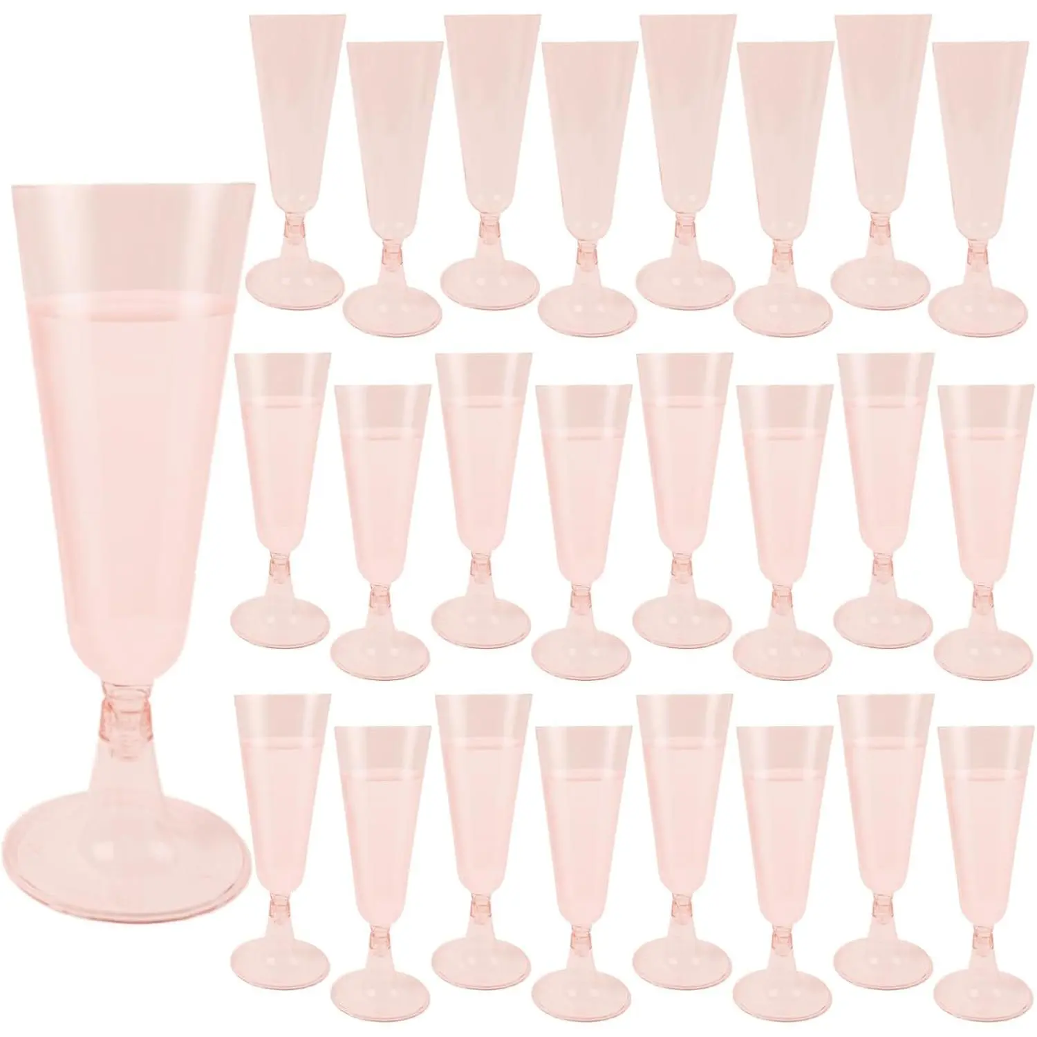 Champagne Flutes Plastic,25 Pack Disposable Champagne Glasses,Clear Stemless Shot  Martini  Glasses,  Party Wedding Birthday Decorations Water Juice Drinking Cups