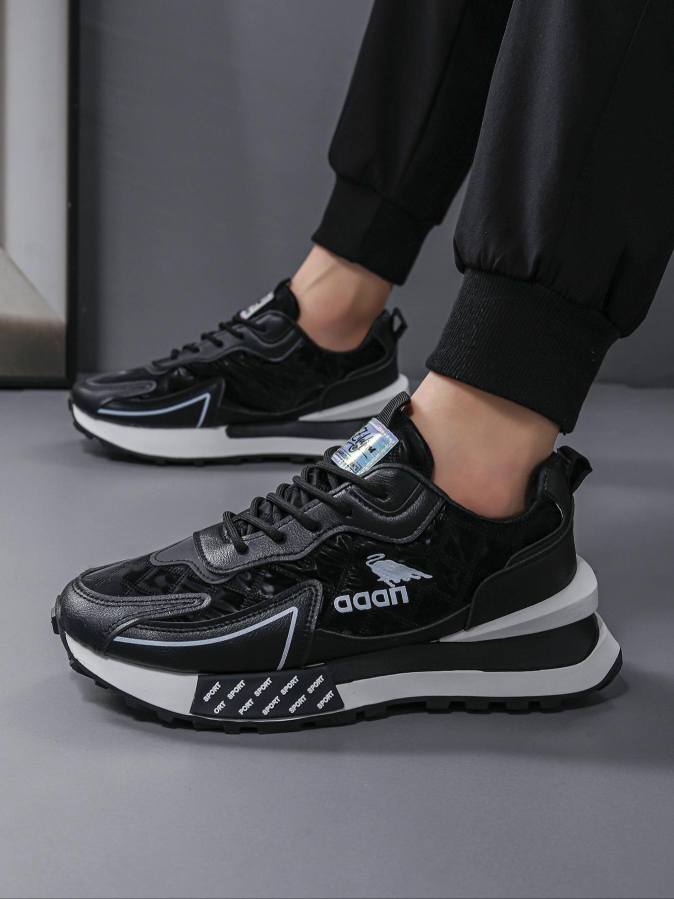 Men's Fashionable Patchwork Lace Up Sneakers, Casual Comfortable Sports Running Shoes, Sporty Running Shoes, Trendy All-match Sneakers for Daily Wear, Closed