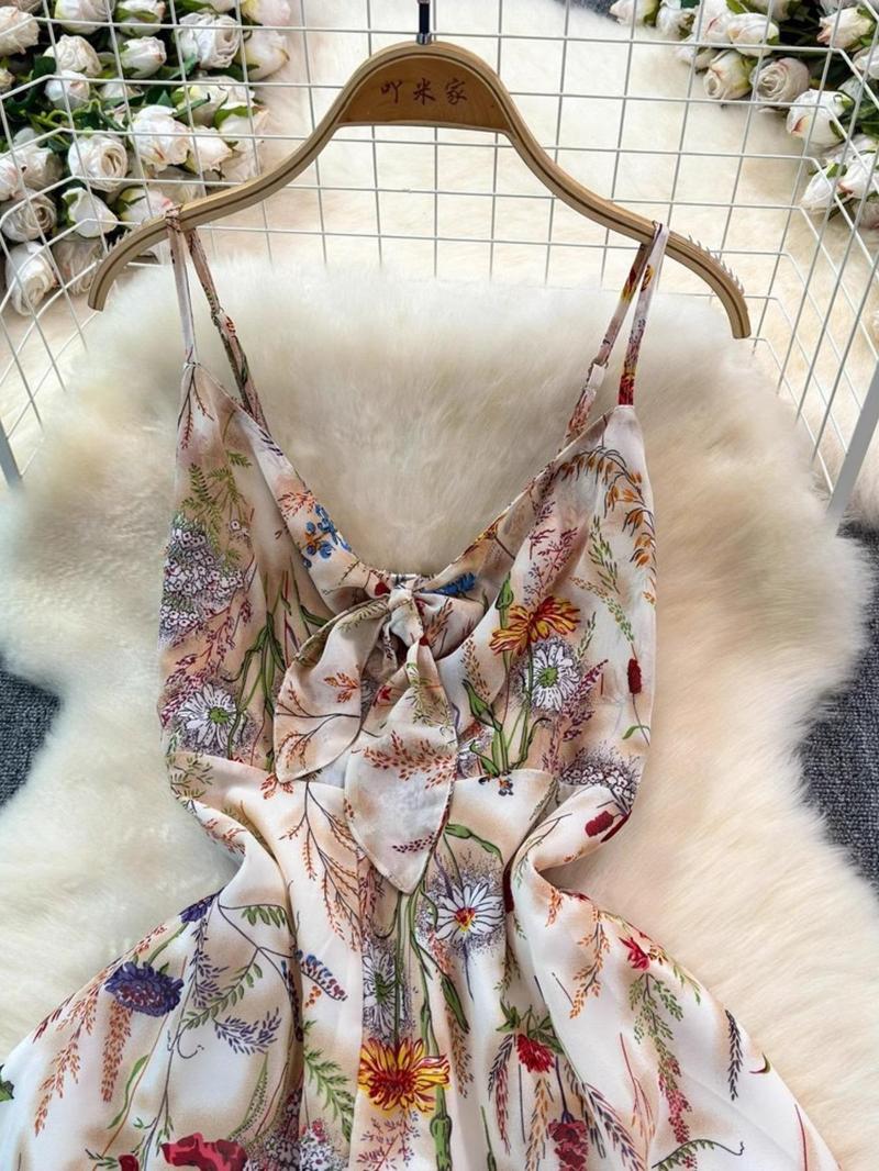 Women's Boho Floral-Print Cami Dress, Fashion Casual A-Line Dress for Beach Holiday Vacation, Perfect for Summer