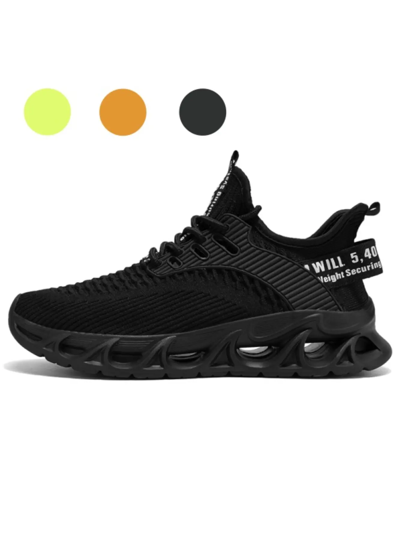 Men's All-Black Blade Air Cushion Running Shoes: Breathable Flyknit + Shock-Absorbing Sole, Professional Running Training Sneakers