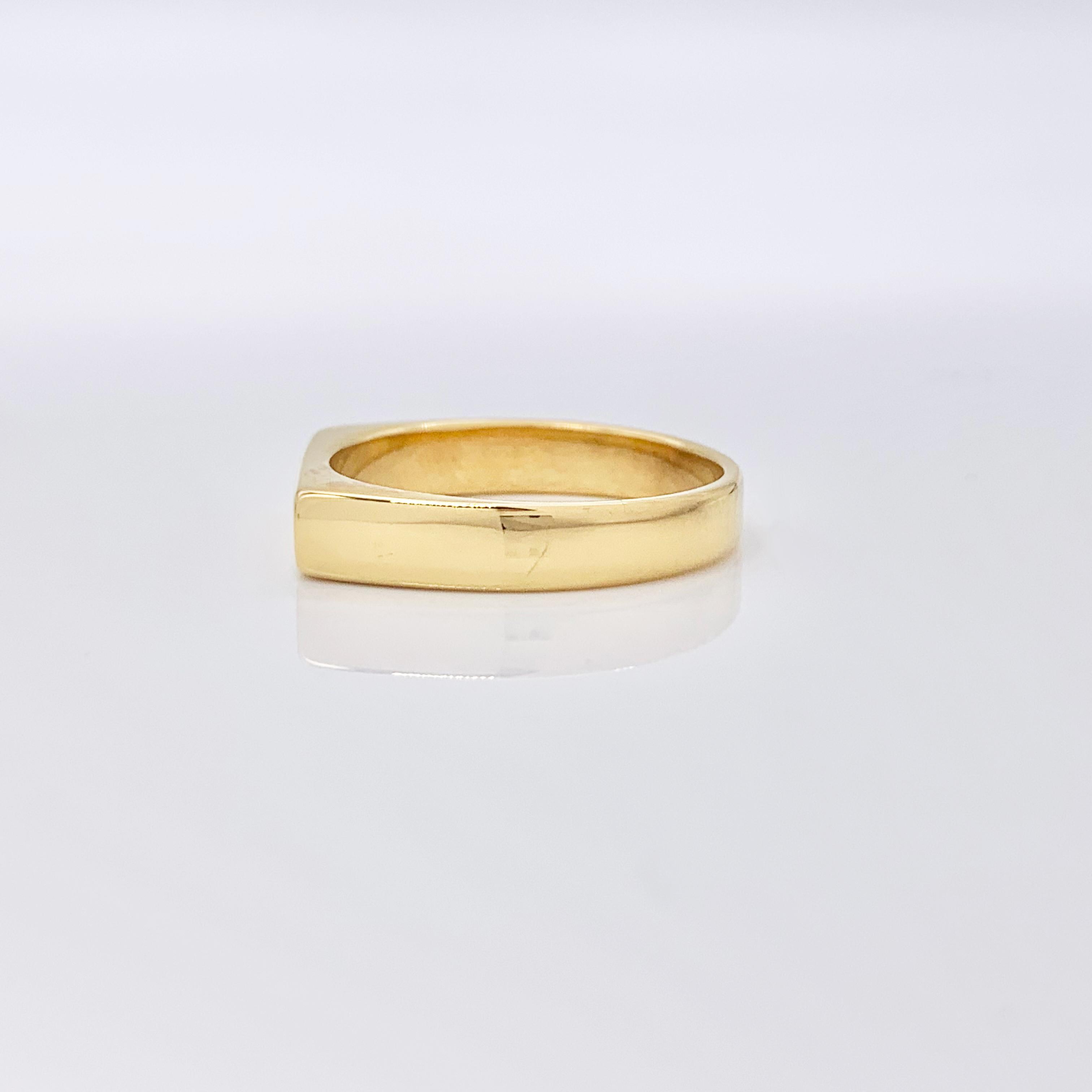 Rectangle signet ring, Silver Signet Ring, Gold Signet Ring, Geometric Minimalist Ring for men and women, Polished Mirror Finish pinky ring