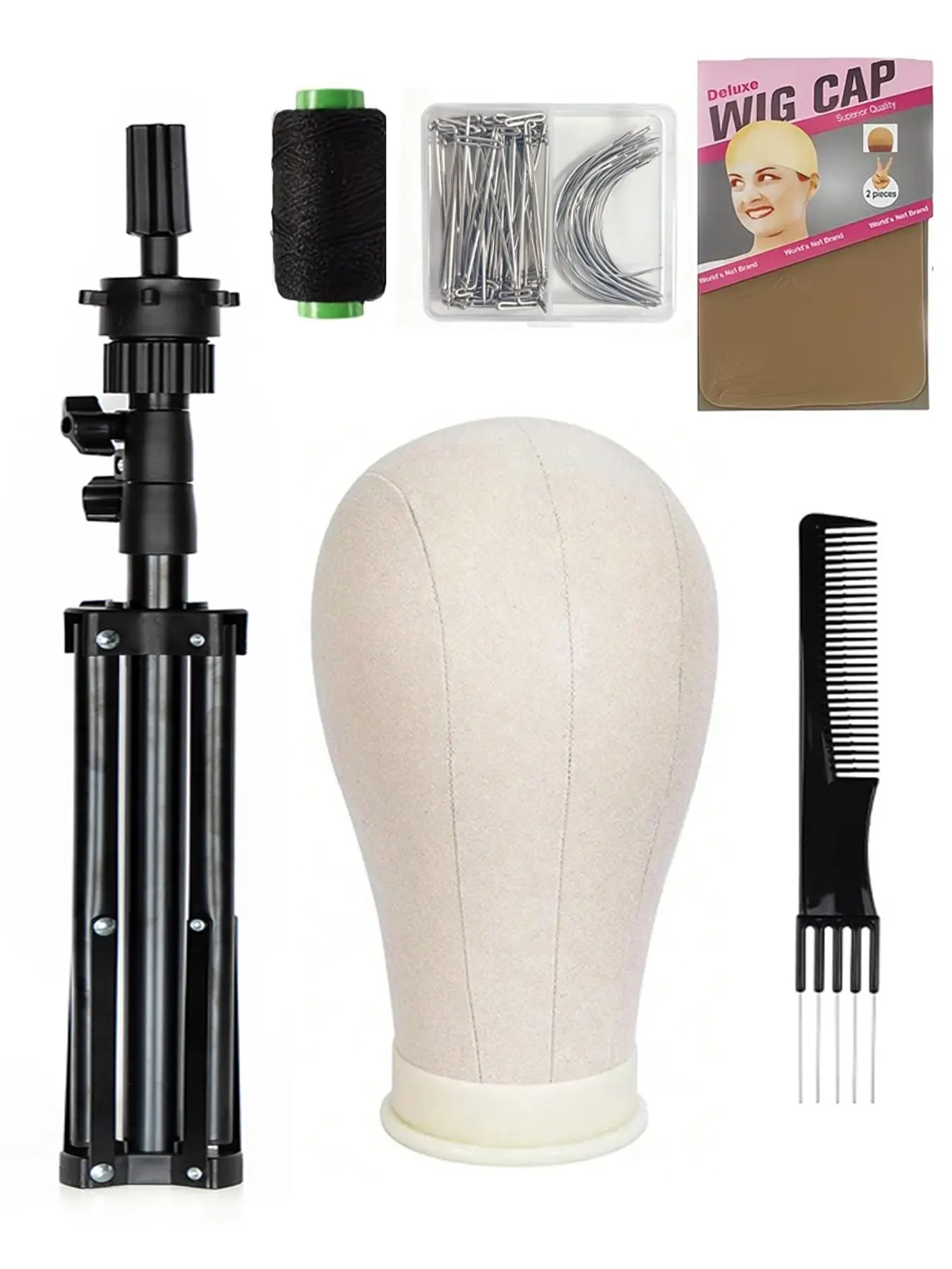 110cm Head Stand with Tripod, Adjustable Height Mannequin Head Stand, Wig Head Stand for Training, Canvas Block Head Support
