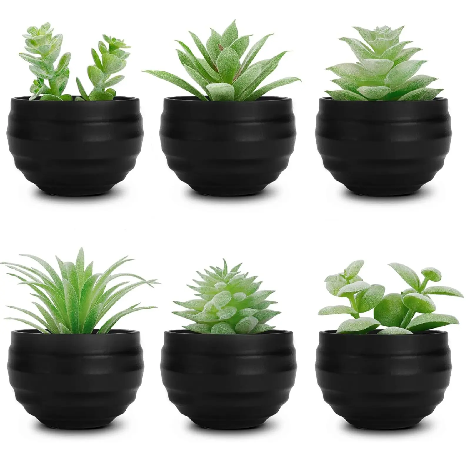 6pcs Succulents Plants Artificial in Pots Small Fake Plants Faux Greenery Plants Set for Home Decorations Bedroom Living Room Office Shelf Bathroom Decor
