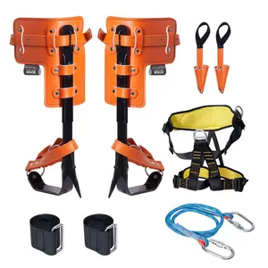 【DealsForYouDays】VEVOR Tree Climbing Spikes Set, 1 Pair Alloy Steel Climbing Spurs with Safety Rope and Safety Harness, 350lbs Load Capacity Tree Climbing Gear, Arborist Equipment for Climbers, Fruit Picking, Orange