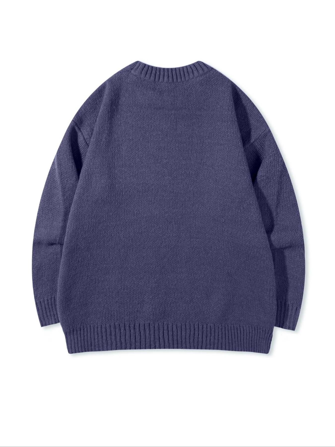 Men's Solid Color Crew Neck Sweater, Casual Fashion Long Sleeve Jumper for Fall & Winter, Men's Knitwear for Daily Wear, Knitted Pullover, Tops