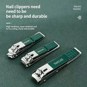 3 Sizes Premium Stainless Steel Nail Clipper Set, Straight & Slant Tip Manicure Cutters