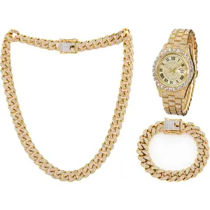 Hop Watches for Men Iced-Out Bling  Luxury Quartz Watches with Date