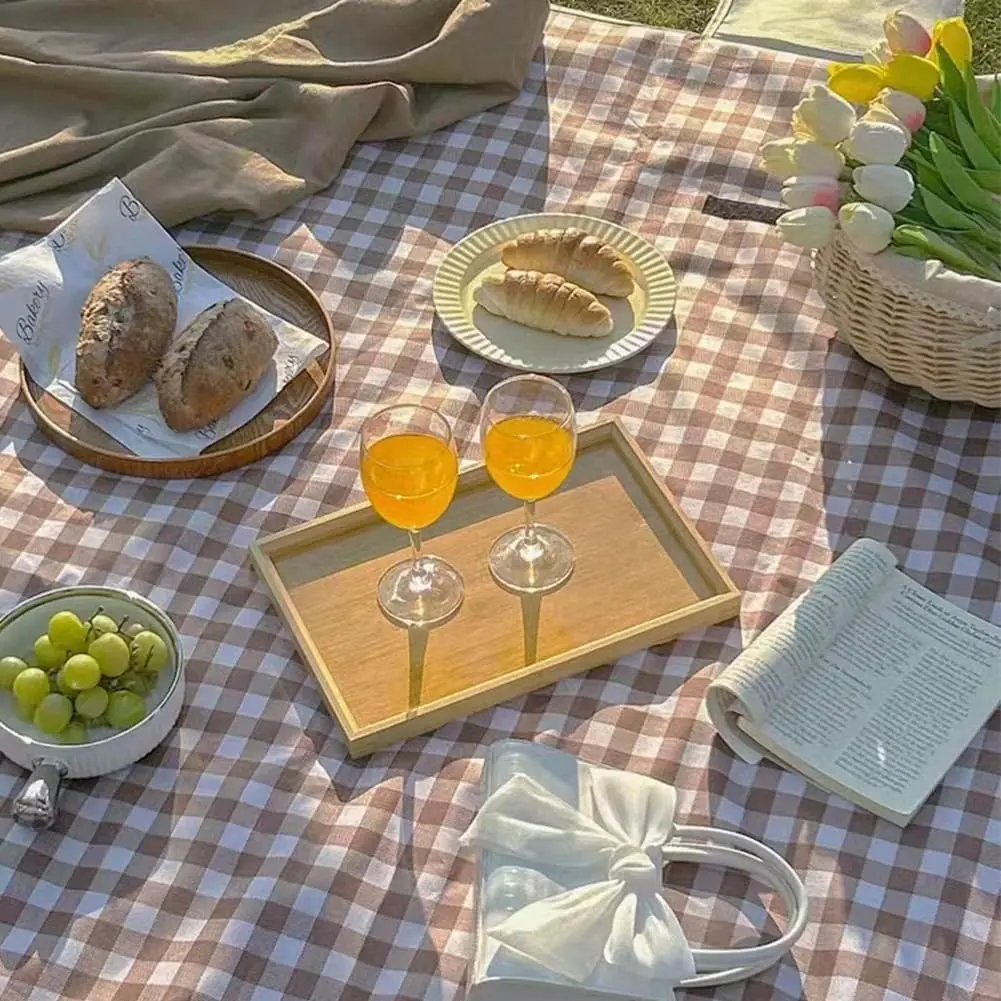 80x80 in Extra Large Picnic Blanket Outdoor Beach Blankets, Water-Resistant Foldable Sandproof Blankets Cute Picnic Mat for Beach, Camping Grass Lawn Park Mats (Tan Gingham)Gift.