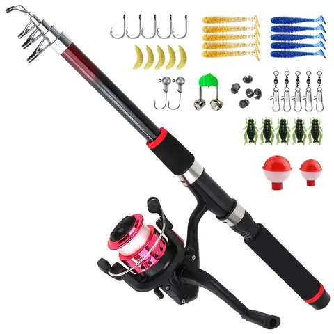 1.8 m Telescopic Fishing Rod and Reel Accessories Set, Fishing Gear, Portable Travel Fishing Pole Set, Fishing Accessories for Outdoor Fishing, Fishing Hook Set, Fishing Swivels Snap, Fishing Supplies