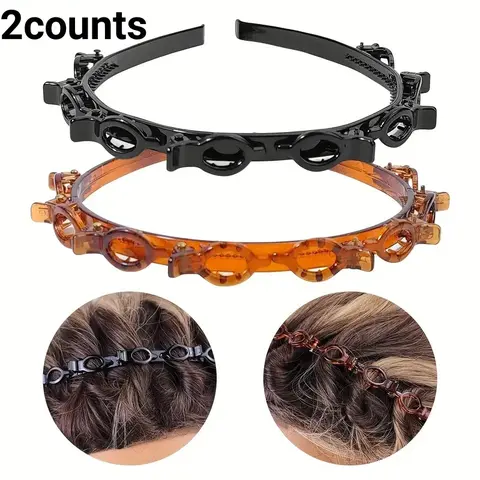 2counts, Vintage Braided Decorative Hair Clips with Flap Cover, Multi-Layer Hollow Design, Plastic Headwear, Comfortable Wear, Hair Accessories, Hair Decor