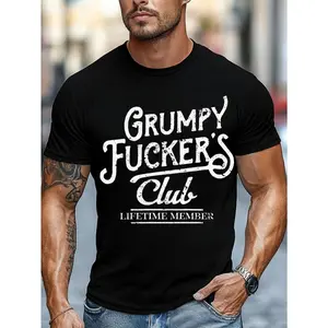 Casual, Men's T-Shirt, Grumpy Fucker's Club Lifetime Member, Everyday Wear, Gift For Him