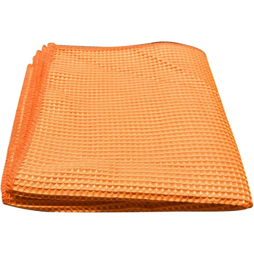 3 count Waffle Weave Microfiber Towel, 16 × 16 Inch Soft Absorbent Microfiber Drying Towel  Detailing Cloth, No-Scratch Glass Cleaning Rags  Wash Towels for  and  Polishing (Orange)