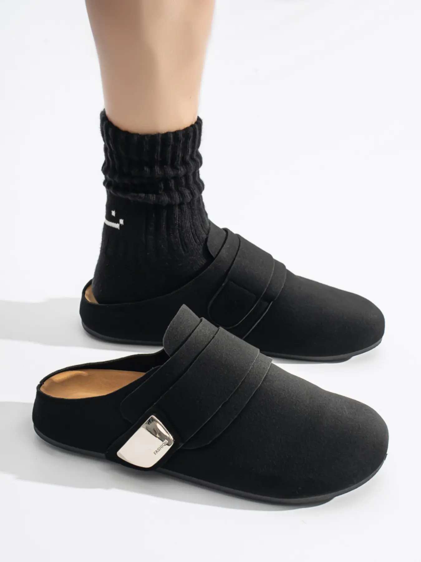 Men's Suede Mule Shoes, Casual Slip-On Flat Buckle Clogs, Soft & Breathable Footwear, All-Day Comfort for Indoor Outdoor Use