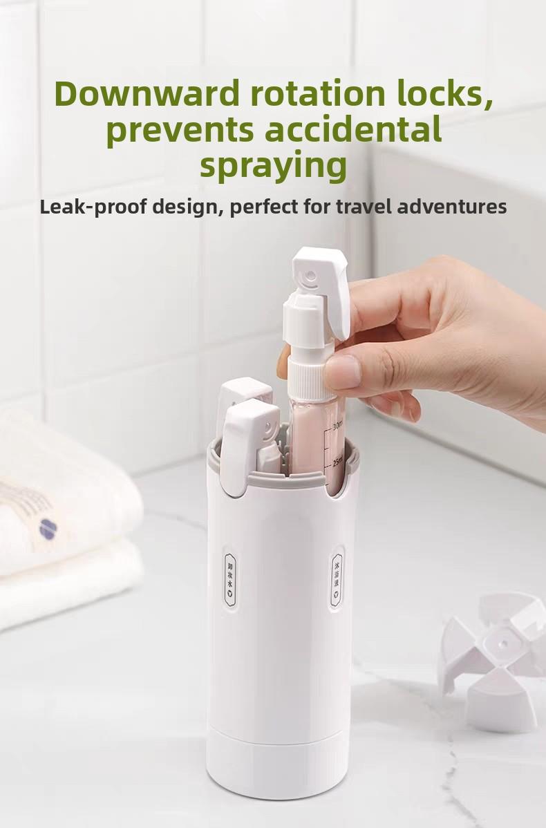 Four in one travel toiletries are divided into bottles, portable cosmetics/shampoo/lotion storage bottles, which can hold four kinds of toiletries, sealed, leak proof, extrusion free, compact, and can be carried on the plane