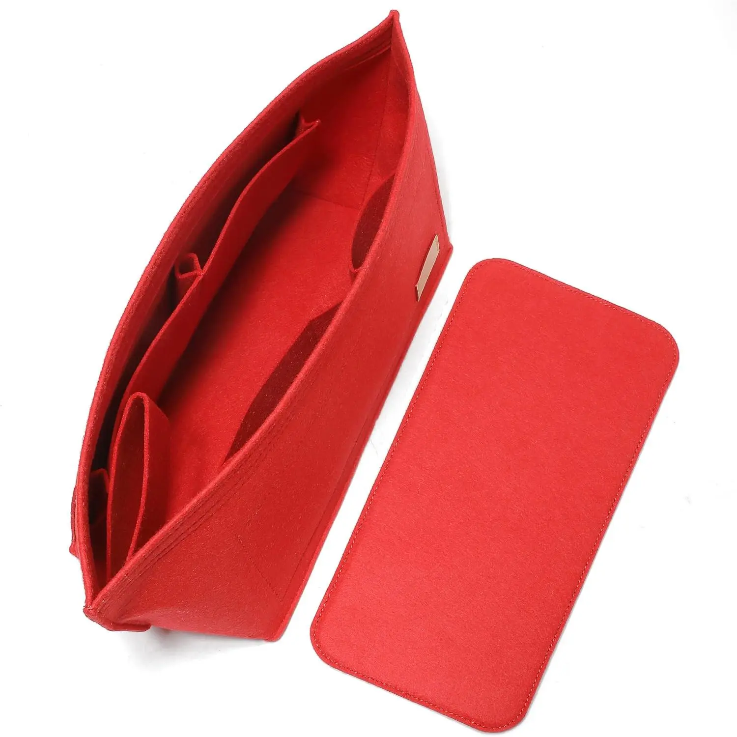 Purse Organizer Insert for Handbags & Base Shaper 2pc Set, Felt Neverfull MM Organizer Insert, Tote Bag Organizer with Zipper Pocket and Bottle Holder