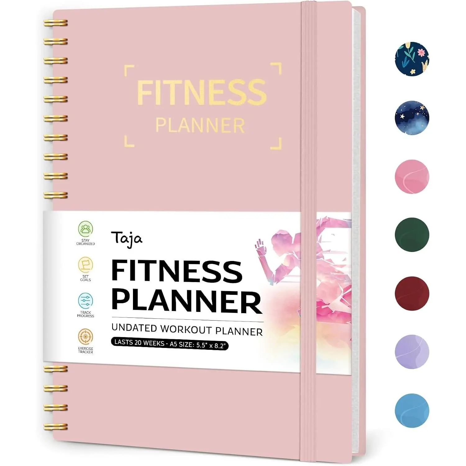 Taja Fitness Workout Journal & Log Book for Women & Men, Fitness Planner