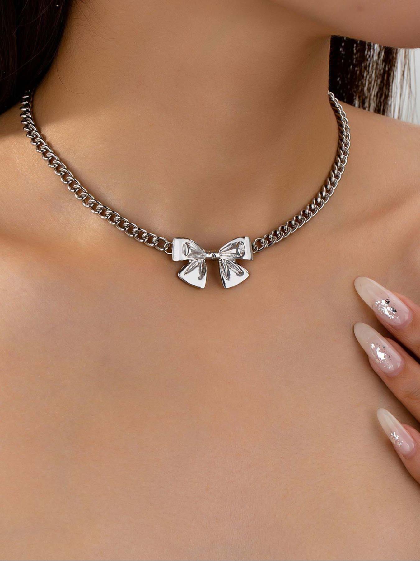 Elegant Bowknot Metal Pendant Fashion Necklace, Exquisite Women's Jewelry for Daily Wear, Parties, Dates, and Mother's Day Gifts