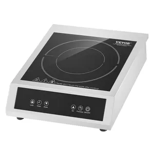 VEVOR Induction Cooktop, 3500W Commercial Induction Burner with 11-Level Temperature, Stainless Steel Countertop Induction Hot Plate with 3H Timer, Child Lock for Restaurant (6-15P Plug, 6-20R Outlet