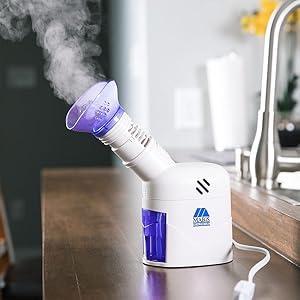 Facial Steamer, Steam Inhaler, FSA Eligible, Vaporizer or Vocal Steamer with Aromatherapy Diffuser and Soft Face Mask for Cleansing, Sinus Pressure, Congestion, Colds and Cough, 25mL
