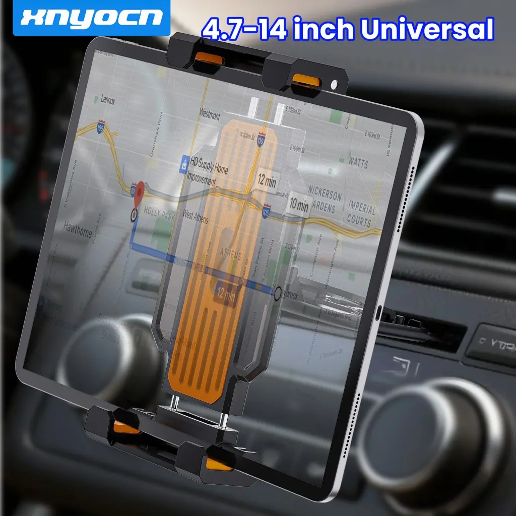 2-in-1 Car CD Slot Tablet Phone Mount, Heavy Duty Automobile CD Player Tablet Holder, Universal Fits for iPad Pro Air Mini, Samsung Tab, All 4.7-14 inch Cell Phones, Cell Phone Mounts, Automotive Phone Holder