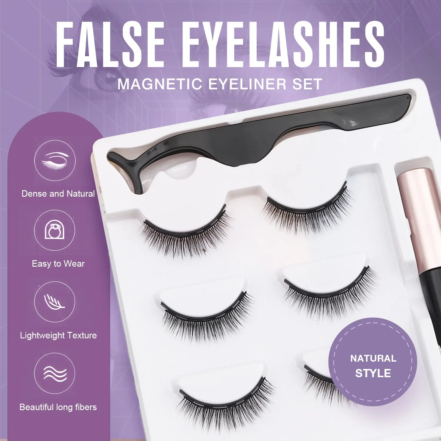 New Magnetic Liquid False Eyelashes Set, Natural Look, No Glue, Easy to Wear, Reusable, Doll Style, Non-Toxic, C Curl, 10-12mm Length