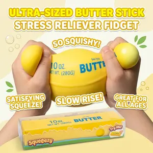 Jumbo Butter Stick Squishy Toy, Soft Slow Rising Fidget for Stress Relief and Desk Breaks