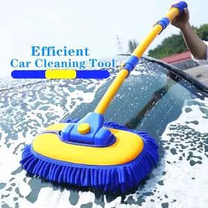 40-Inch Aluminum Alloy Car Wash Brush with Extendable Handle, 15° Arc Shape, Soft Bristles, No Scratches, Ideal for Rvs, Trucks, Boats