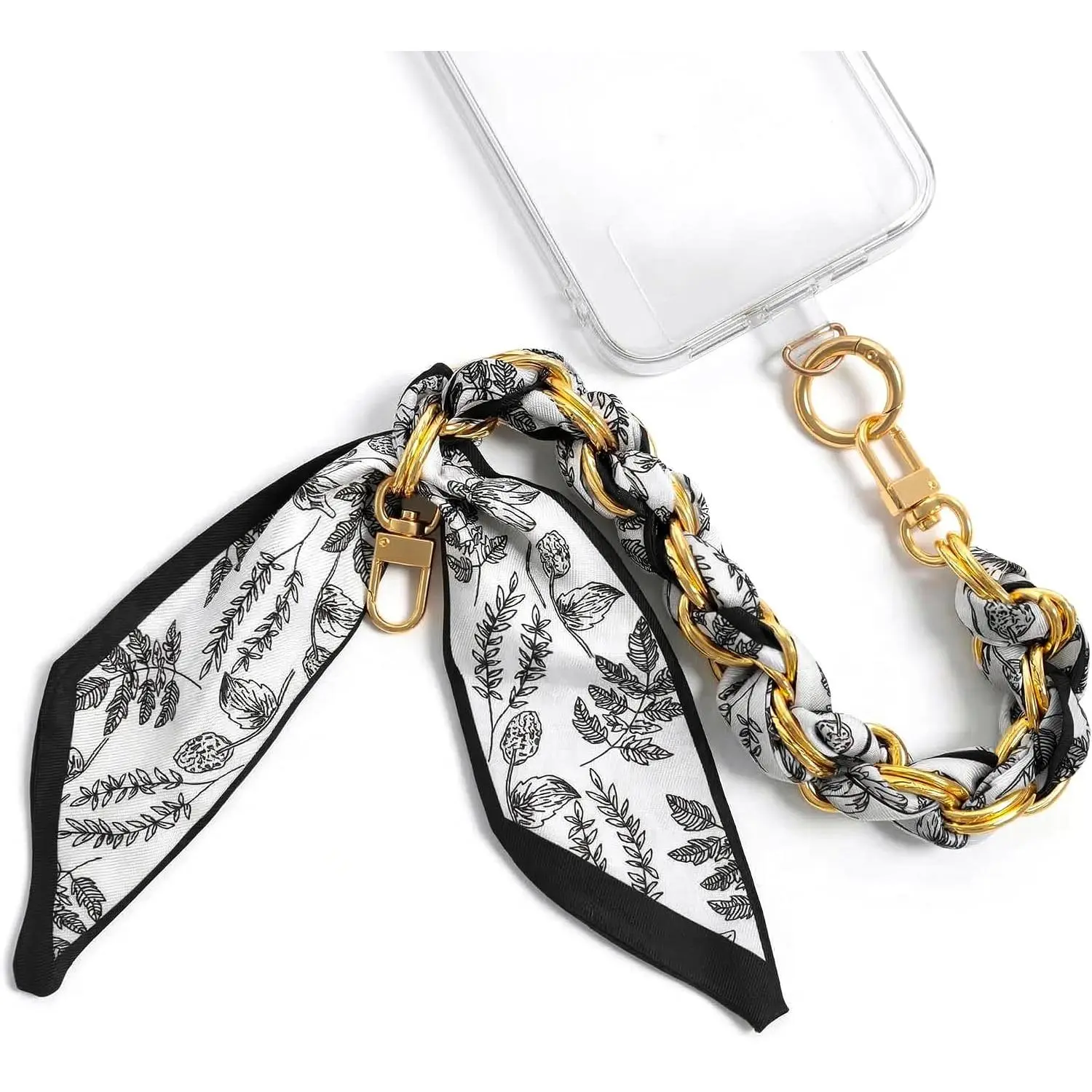 AGEN KGEN Alloy Phone Charm with Scarf, Metal Wrist Strap Lanyard for 4-6.7" Smartphone, Mobile Model 1 - Anti-Slip Grip, Tether Tab Compatible, Card Holder Accessory