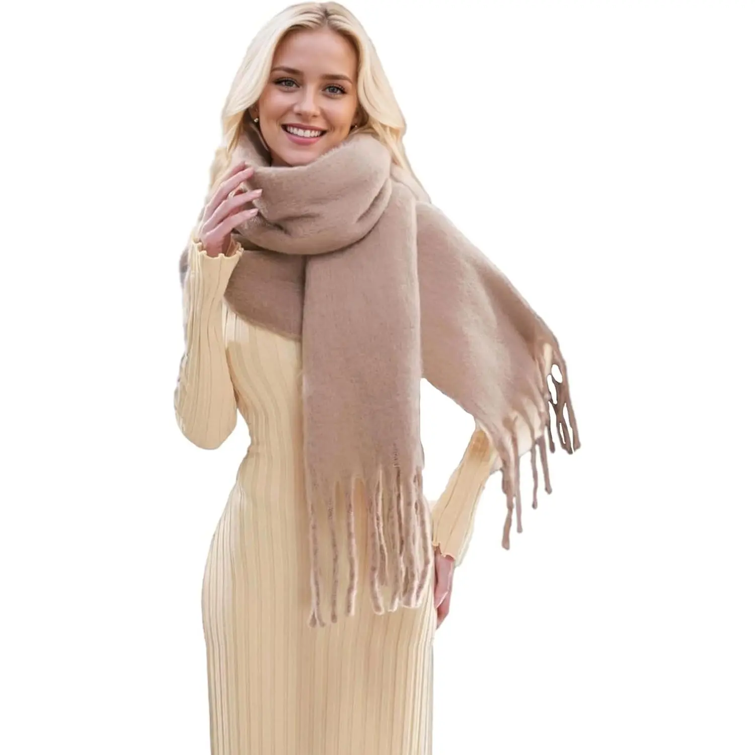 Winter Scarf for Women Big Chunky Scarf |  Thick Blanket,Shawl,Cashmere-Like Soft Feel,Solid,,Long Scarves,Large,Lightweight & Warm