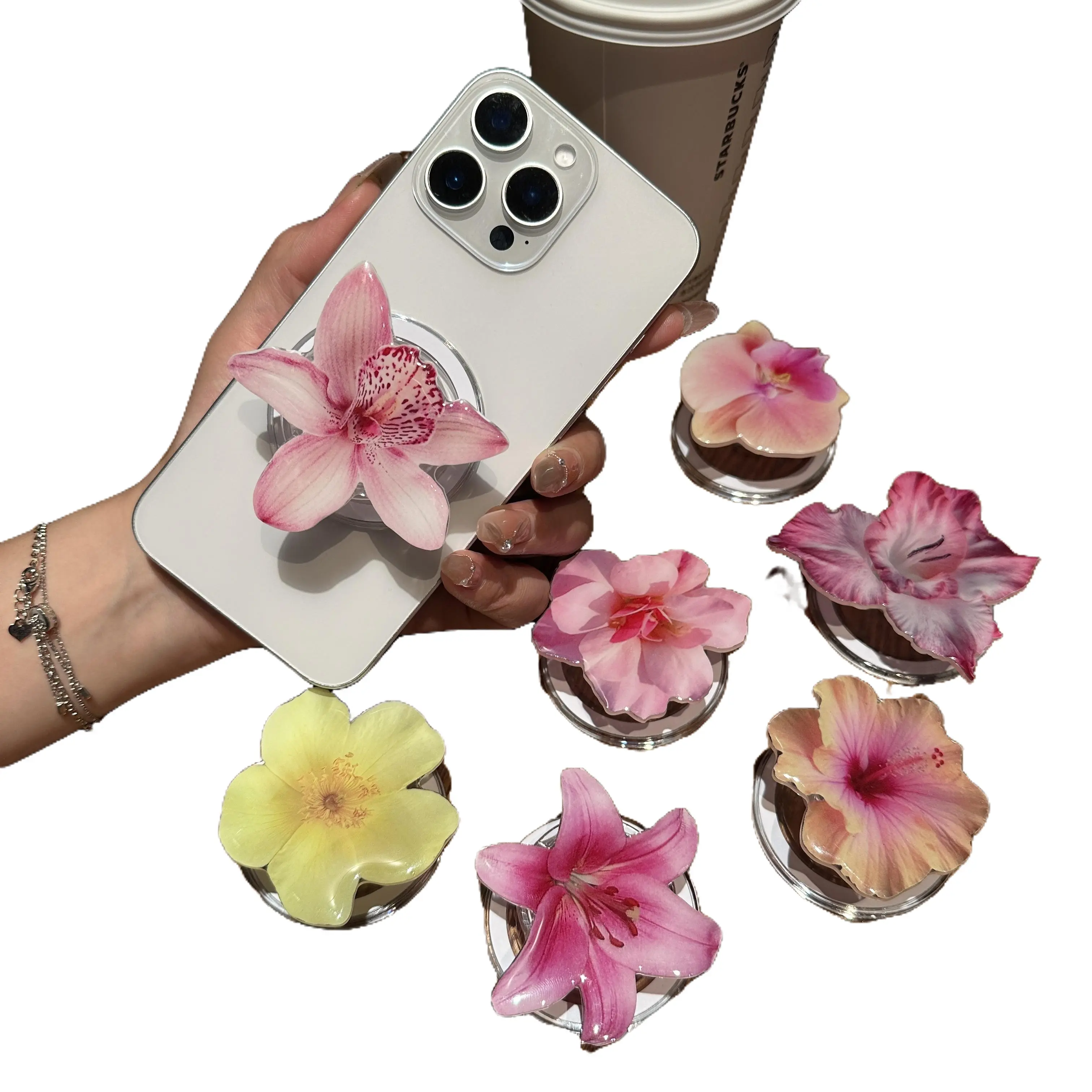 Orchid Acrylic Drop Glue  Phone Stand Desktop Folding Portable Huilan Phone Stand HN122