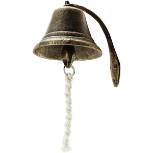 Cast Iron Vintage Hanging Bell - Loud Rustic Wall Bell for Farmhouse, Porch & Garden Entry Decoration