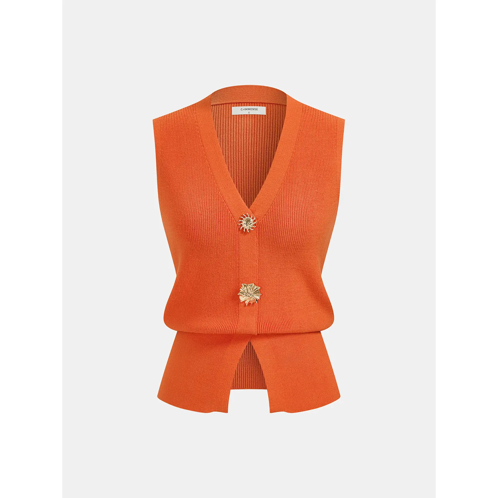 Decorative Button V Neck Knit Vest